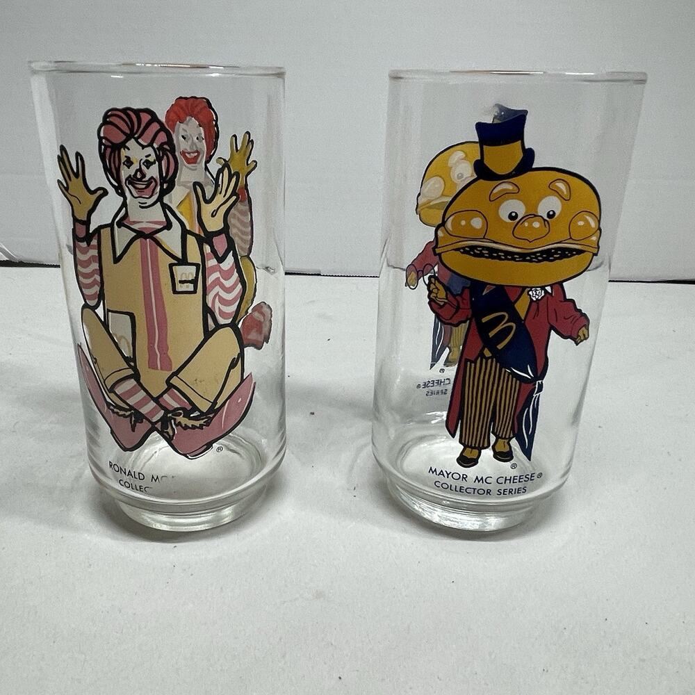 1977 McDonalds Collector Glasses Lot - Ronald McDonald - Mayor McCheese